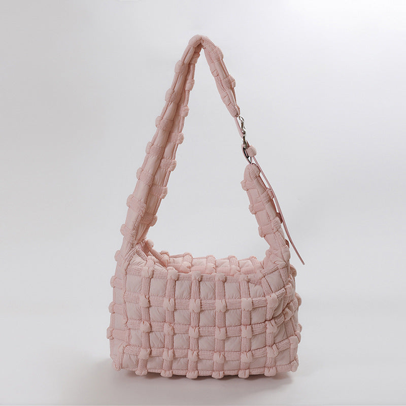 Pleated Cloud Female Niche Plaid Puff Shoulder Bags