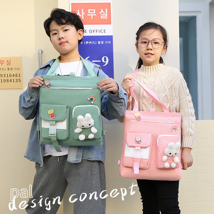 Children's Tutorial Primary Secondary Portable Art Contrast Elementary School Students' Schoolbags