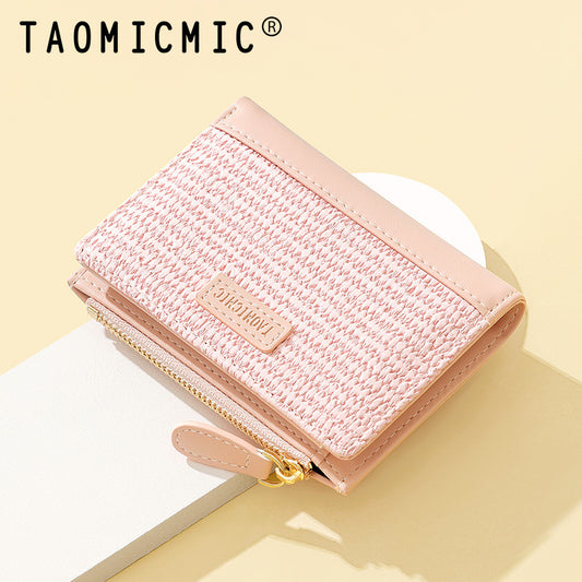 Women's Simple Short Two Fold Multifunctional Zipper Mini Ladies Wallets