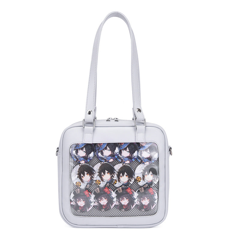 Style Uniform Square Cartoon Portable Transparent Shoulder Bags