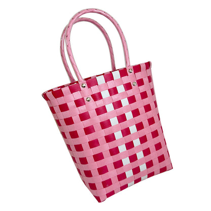 Gift Portable Bucket Vegetable Basket Straw Tote Handbags