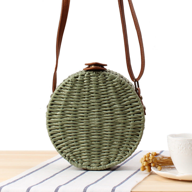 Women's Round One Woven Beach Mori Style Crossbody Bags