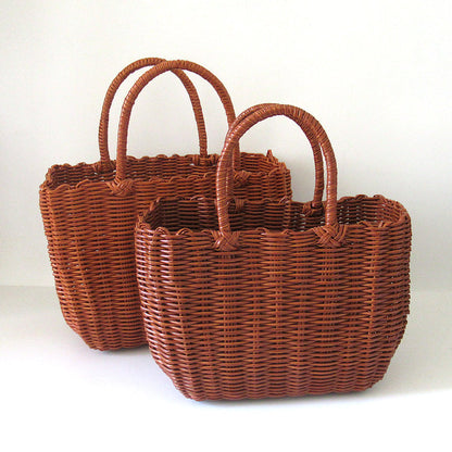 Women's Woven Hand Vegetable Basket Leisure Beach Handbags