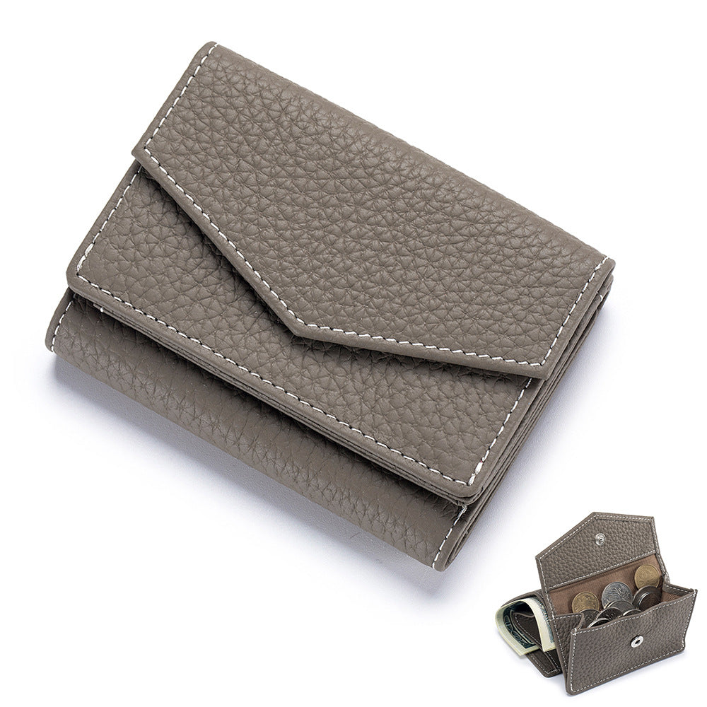 Women's High-grade Leather Short Trifold Mini Slot Ladies Wallets