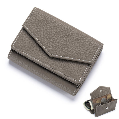 Women's High-grade Leather Short Trifold Mini Slot Ladies Wallets