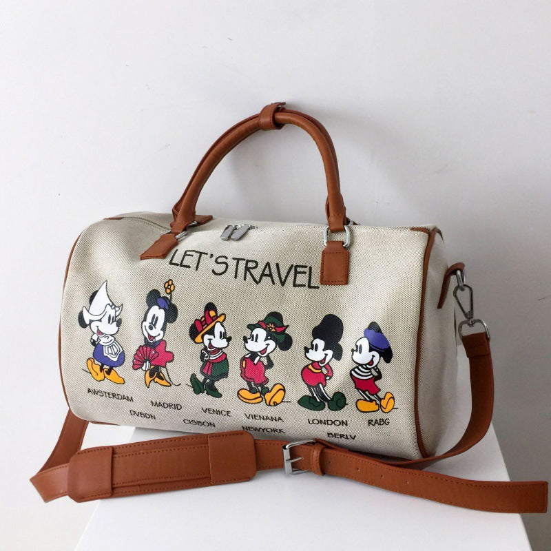 Women's Portable Storage Korean Cartoon Excursion Large Gym Bags