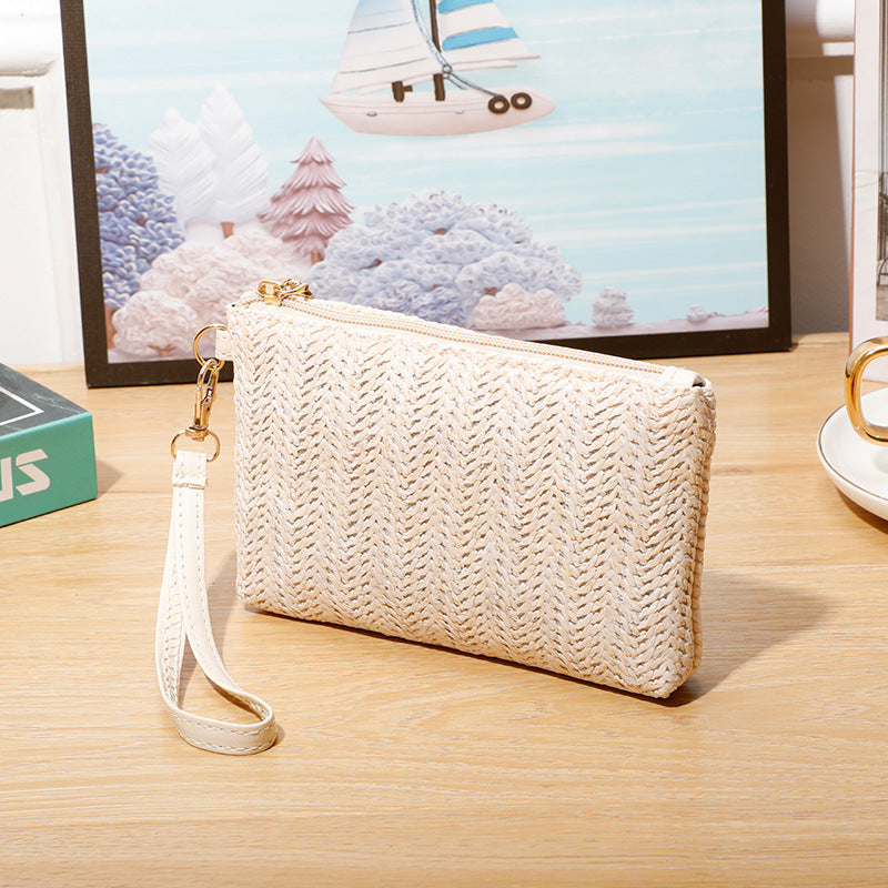 Women's Mobile Mid-length Straw Clutch Woven Bags