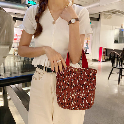 Women's Simple Cute Cloth Printed Lunch Handbags