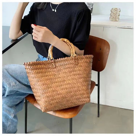 Women's Woven Large Capacity Western Shopping Handbags