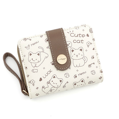 Women's Simple Cute Kitten Style Pocket Portable Ladies Wallets