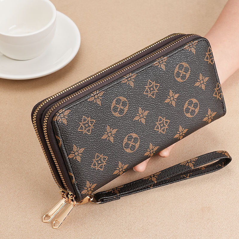 Women's Long Fashion Double Layer Zipper Large Ladies Wallets