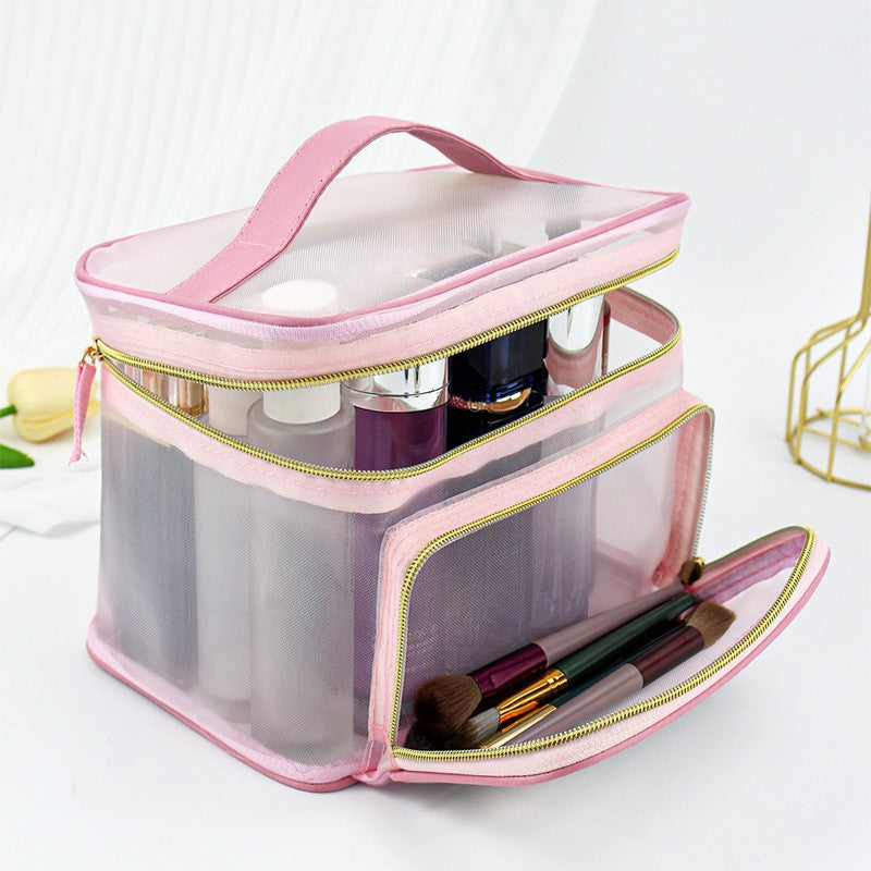 Capacity Mesh Transparent Good-looking Wash Portable Cosmetic Bags