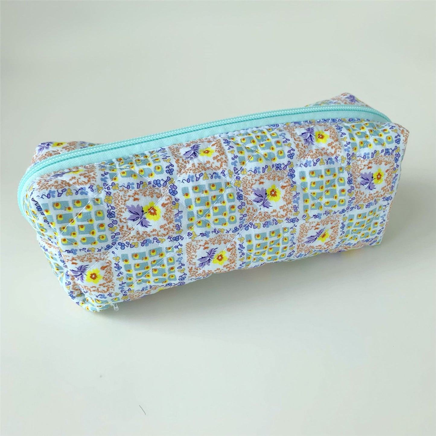 Brush Cotton Embroidery Quilted Large Capacity Pencil Bags