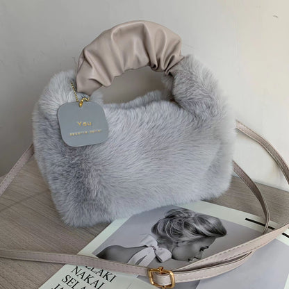 Glamorous High-grade Mink Fur Pleated Underarm Shoulder Bags