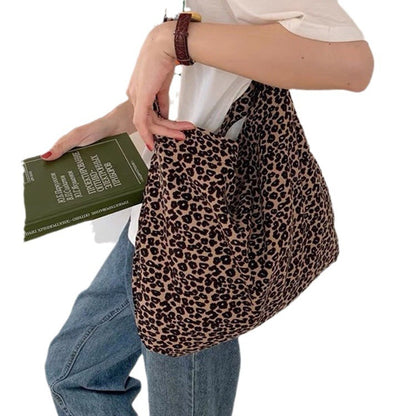 Floral Canvas Simple Large Capacity Leopard Handbags