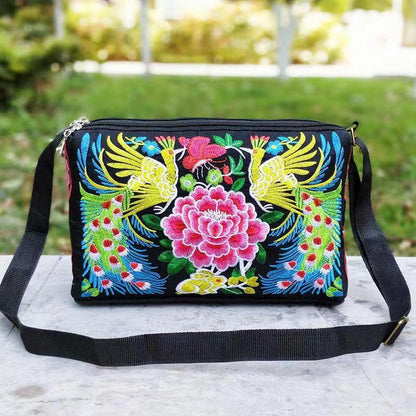 Women's National Style Embroidered For Embroidery Triple Crossbody Bags