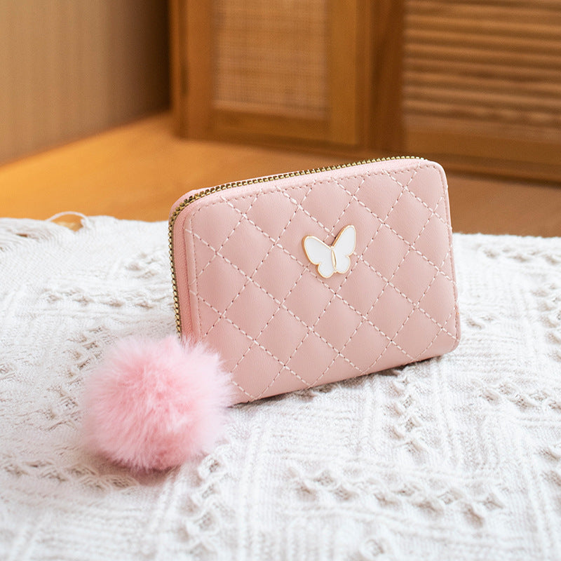 Embroidered Diamond Butterfly Decorative Fur Ball Handbags