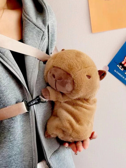 Capybara Lying Plush Cute Doll Puppet Crossbody Bags