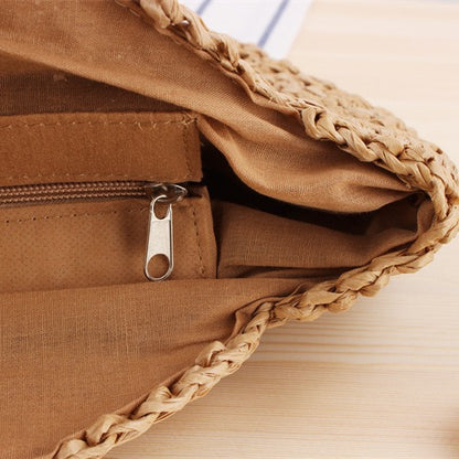 Sacs à bandoulière de plage tissés en paille ronde simple pour femmes