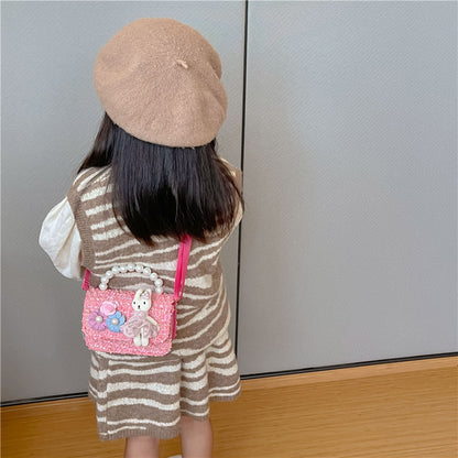 Style Portable Trendy Woolen Small Flower Children's Shoulder Bags