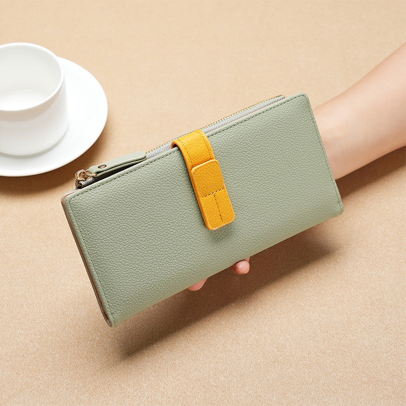 Women's Long Clutch Contrast Color Fashion Zipper Ladies Wallets