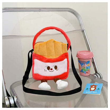 Women's Creative Cartoon French Fries Toy Plush Children's Shoulder Bags