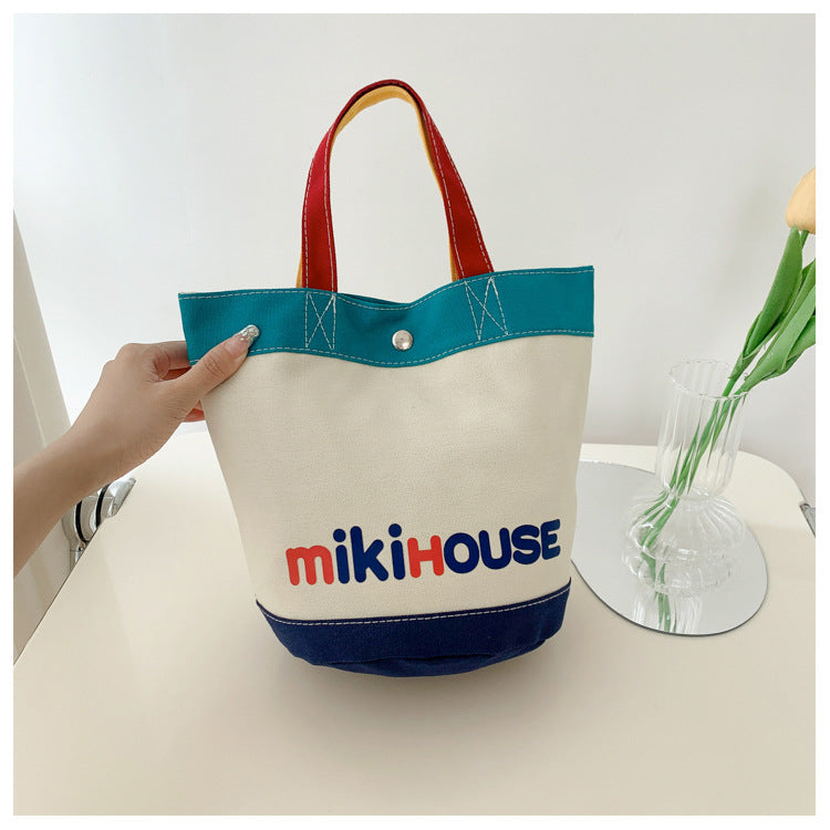 Canvas Contrast Color Fashion Lunch Box Handbags