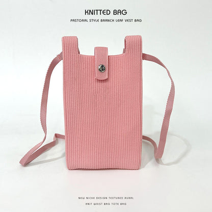 Classy Solid Color Niche Knitted Korean Phone Bags