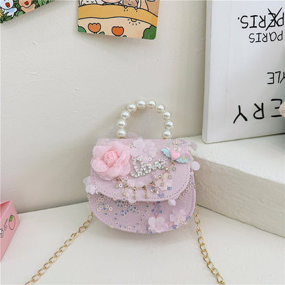 Children's Princess Elsa Cute Fashion Doll Bow Children's Shoulder Bags