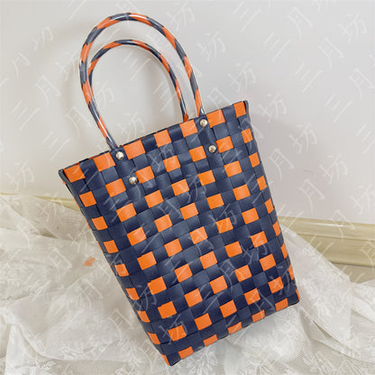 Gift Portable Bucket Vegetable Basket Straw Tote Handbags