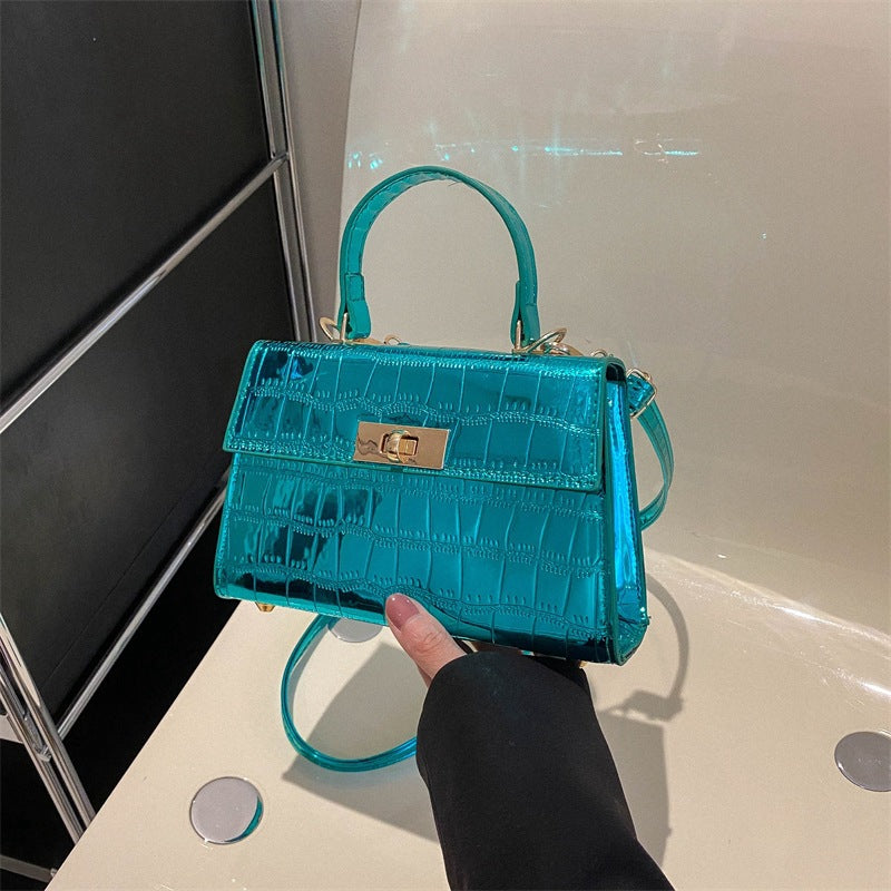 Women's Style Fashion Shiny Surface Crocodile Pattern Portable Handbags