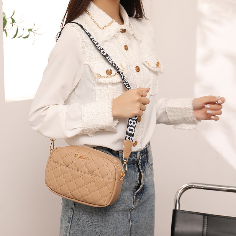 Women's Fashion Rhombus Embroidered Strap Letter Printing Crossbody Bags