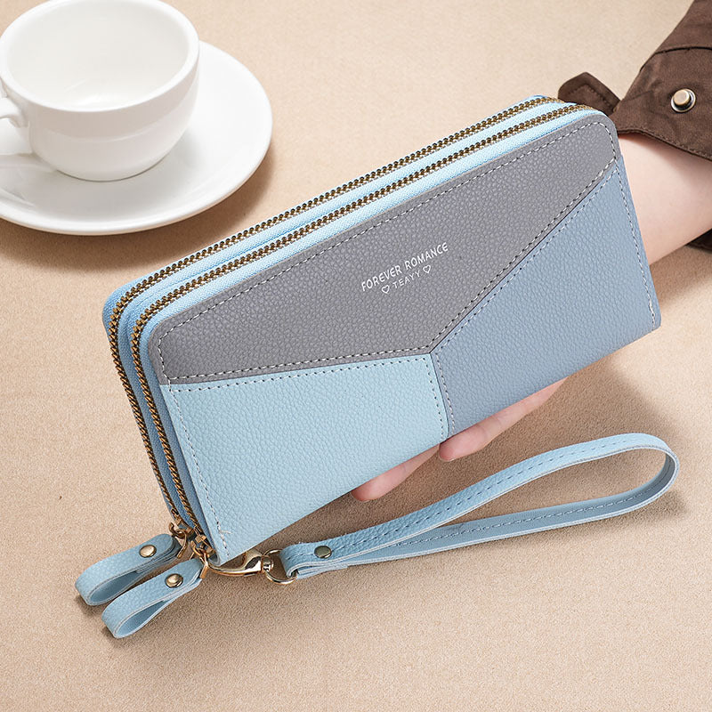 Women's Clutch Stitching Contrast Color Large Capacity Ladies Wallets