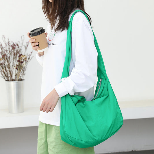 Women's Korean Style Nylon Simple Fashion Solid Color Fresh Crossbody Bags