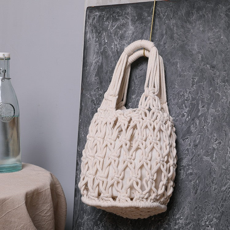 Women's Woven Portable Mesh Straw Beach Hollowed Handbags