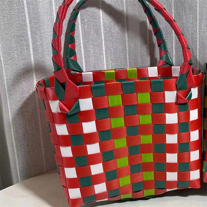 Plastic Woven Vegetable Basket Group Building Hand-made Wedding Companion Handbags