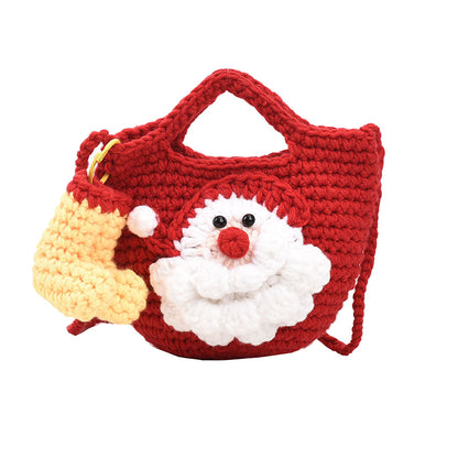 Women's Christmas Handmade Wool Woven Fashion Santa Crossbody Bags