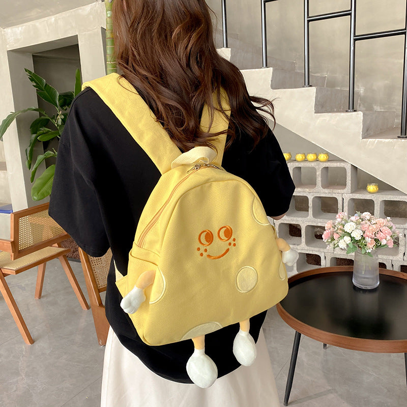 Women's Simple Cheese Advanced Texture Canvas High-grade Backpacks