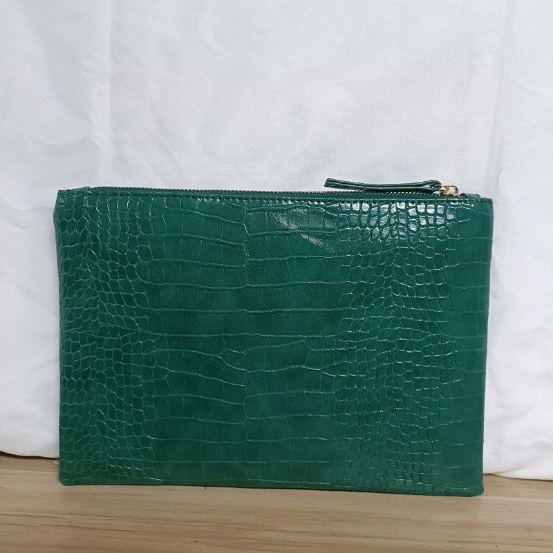 Crocodile Pattern Leather Hand Holding Envelope Handbags