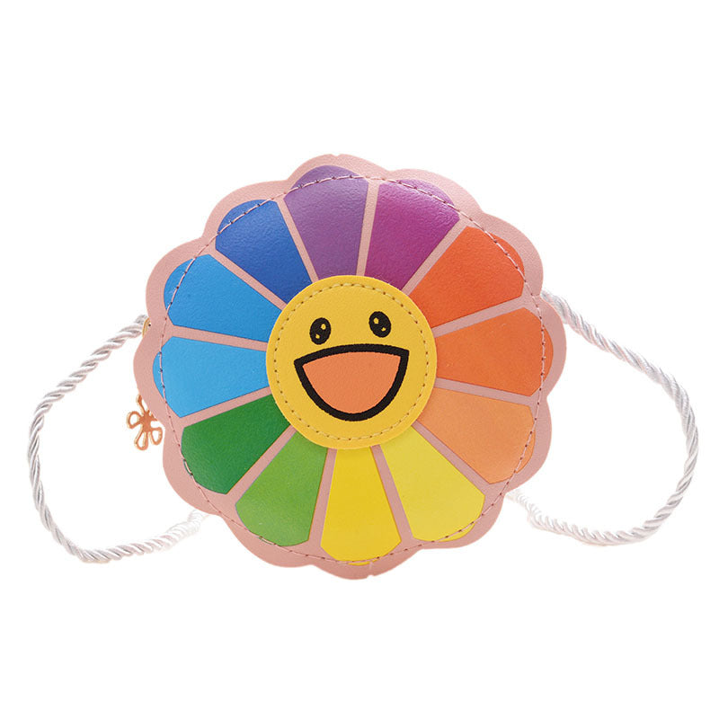 Women's & Children's & Rainbow Sunflower Shopping Small Round Shoulder Bags