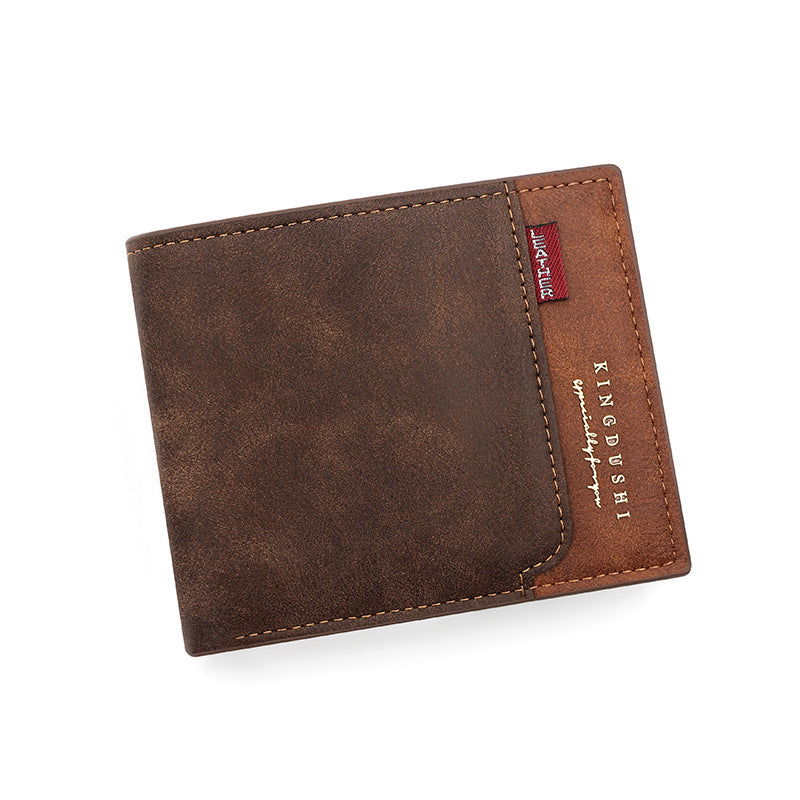 Men's Short Sier Pocket Stitching Matte Leather Men's Wallets