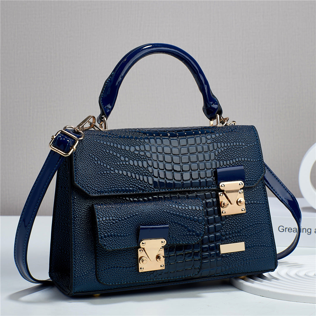 Women's Fashionable Korean Style Crocodile Pattern Simple Handbags