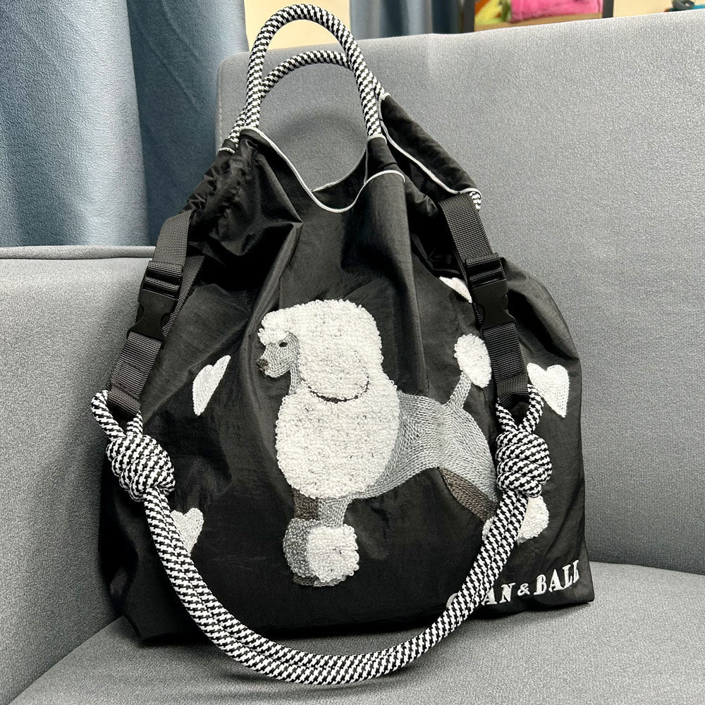 Sacs à main brodés pour femmes avec motif caniche, jolis sacs à main de grande capacité