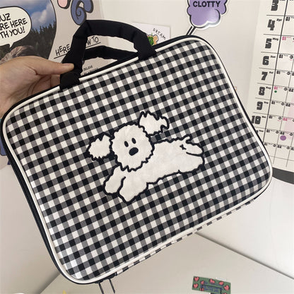 Sacs de rangement pour ordinateur portable à carreaux mignons de dessin animé