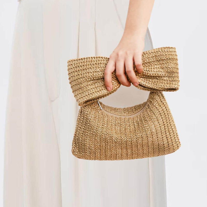 Sacs à main en paille pour femmes, nouvelle pochette à nœud