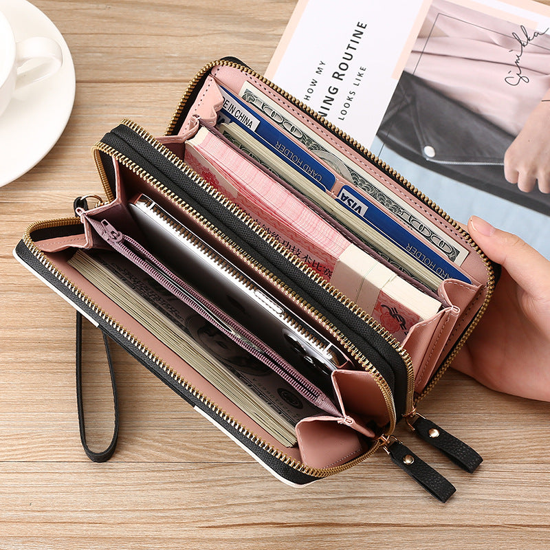 Large Capacity Double Pull Mobile Female Ladies Wallets