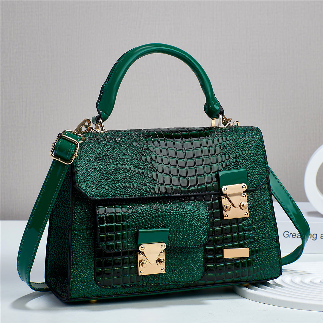 Women's Fashionable Korean Style Crocodile Pattern Simple Handbags