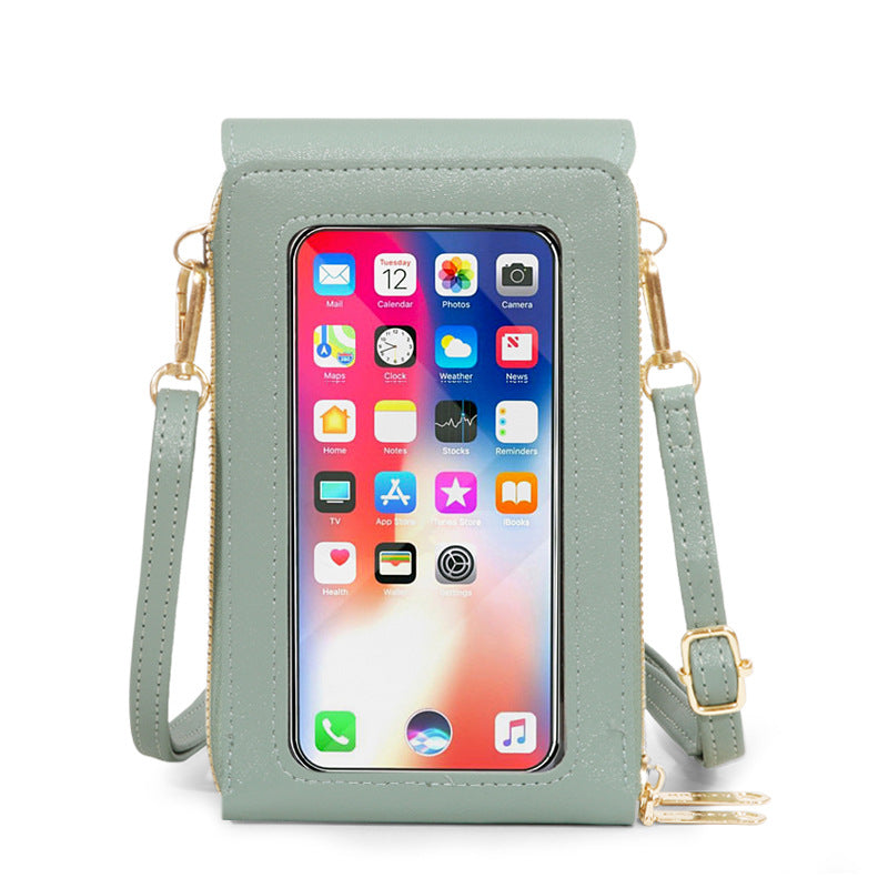 Women's Leather Touch Screen Mobile Retro Solid Phone Bags