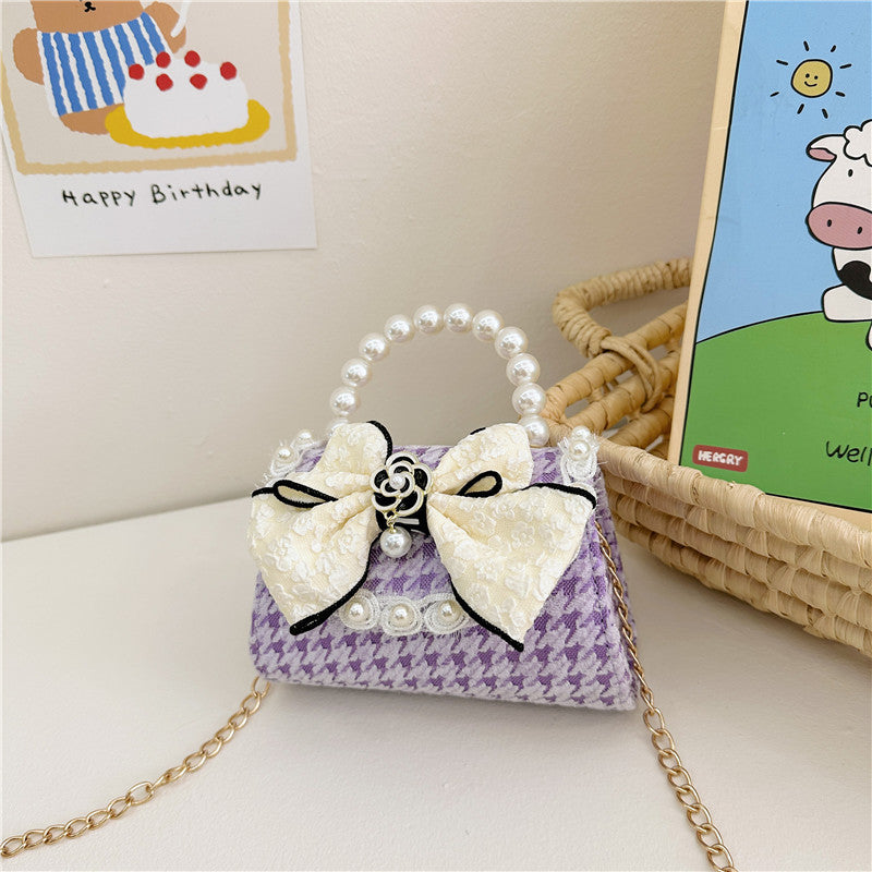 Fashion Autumn Pearl Cute Bow Mini Children's Shoulder Bags