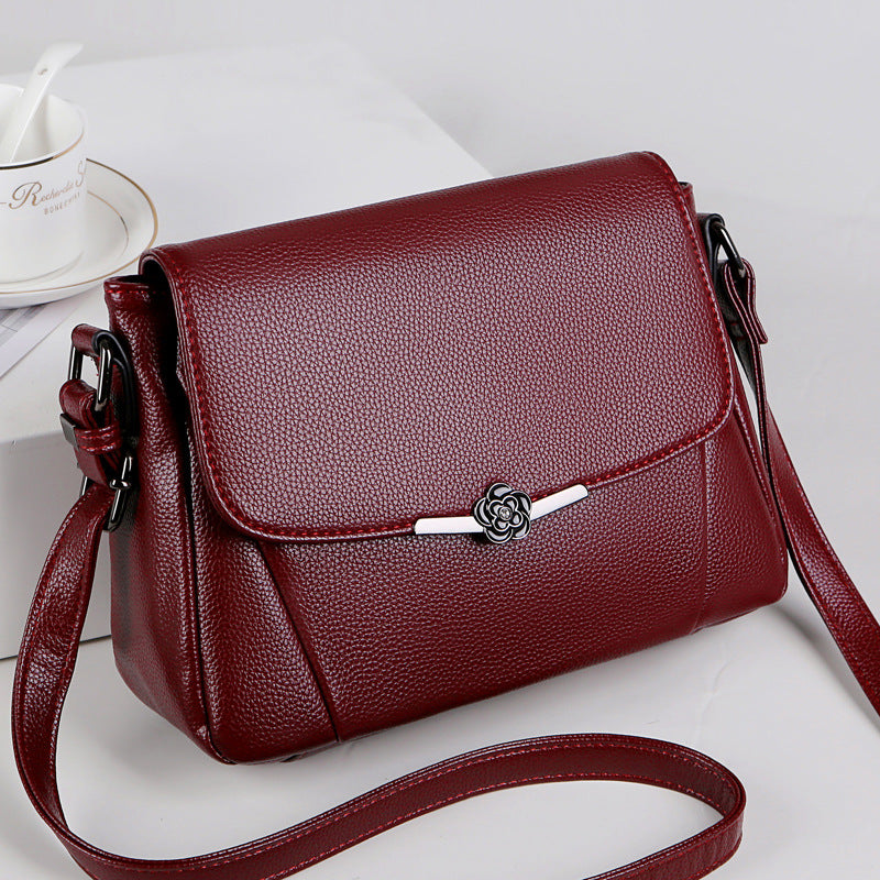 Women's Soft Leather Mother Small Square Simple Crossbody Bags